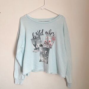 Turquoise wild vibes cropped sweatshirt